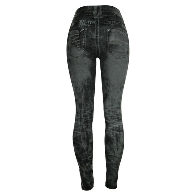 GDREDA Leggings en Jean Imprimé pour Femmes Gris Foncé, TG