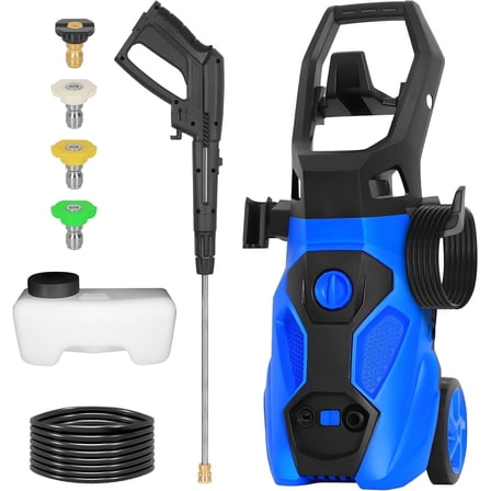 ANLIBATT Electric Pressure Washer 2465 PSI 1.76 GPM Portable Power Water Blaster Cleaning with 4 Quick Connect Nozzles 20ft Hose Safety Lock Wheels
