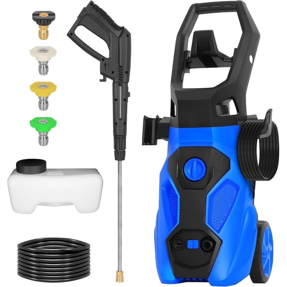 ANLIBATT Electric Pressure Washer 2465 PSI 1.76 GPM Portable Power Water Blaster Cleaning with 4 Quick Connect Nozzles 20ft Hose Safety Lock Wheels