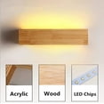 thumbnail image 4 of Apliques de luz de pared LED Lámpara de pared de madera para interiores Lámpara de luz cálida para dormitorio Sala de estar Oficina Pasillo (35 cm) brillar Electrónica, 4 of 5