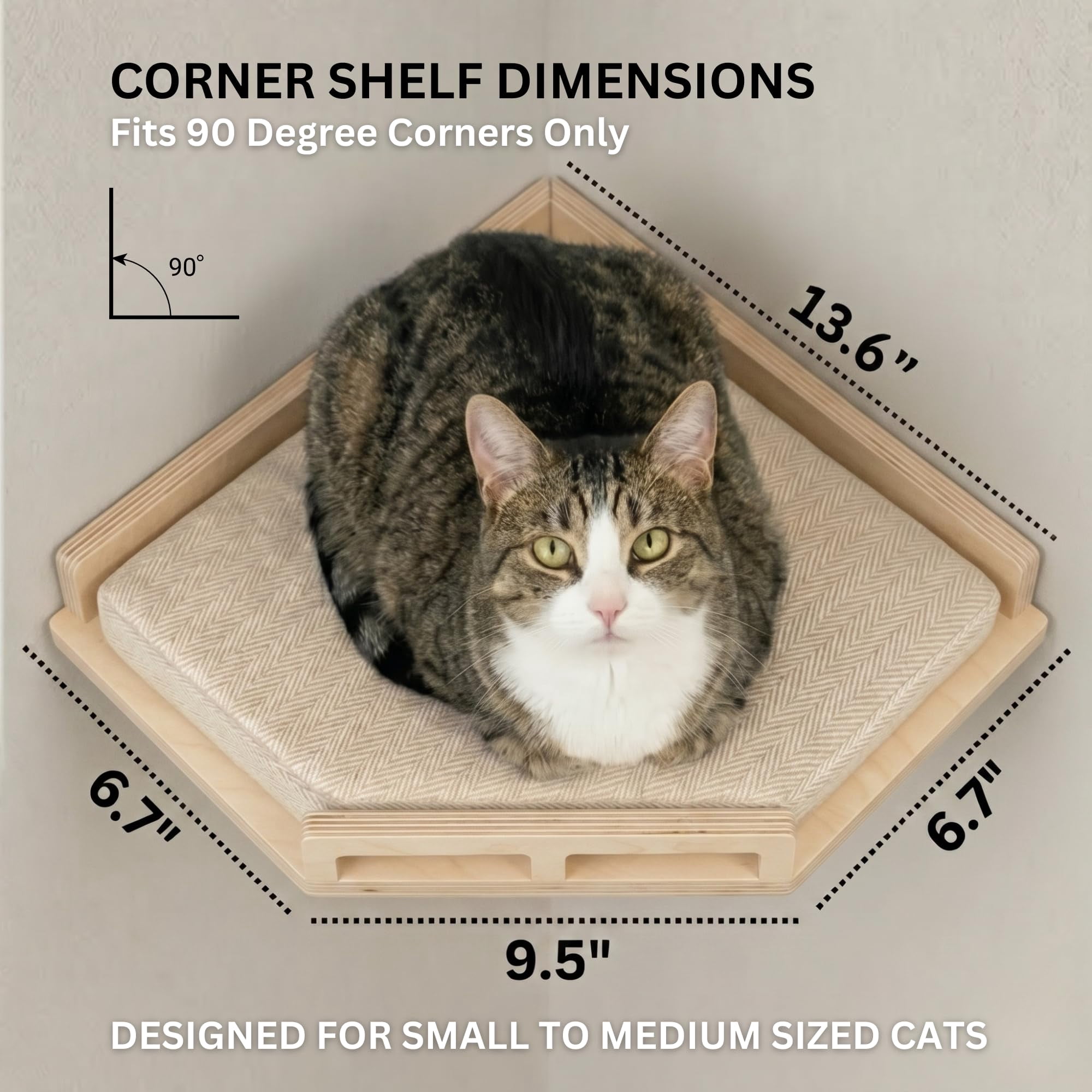 Cat Wall Shelves - Safe And Sturdy Furniture Stylish Corner Shelf With 3 Steps For Cats Up To 15lbs Cushioned Perch Stairs Climbing Playing Wood