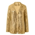 thumbnail image 5 of HXWCHs Women's Sparkling Sequin Long Sleeve Party Jacket Shiny Lapel formal Casual Outerwear Coat XXL Gold, 5 of 5