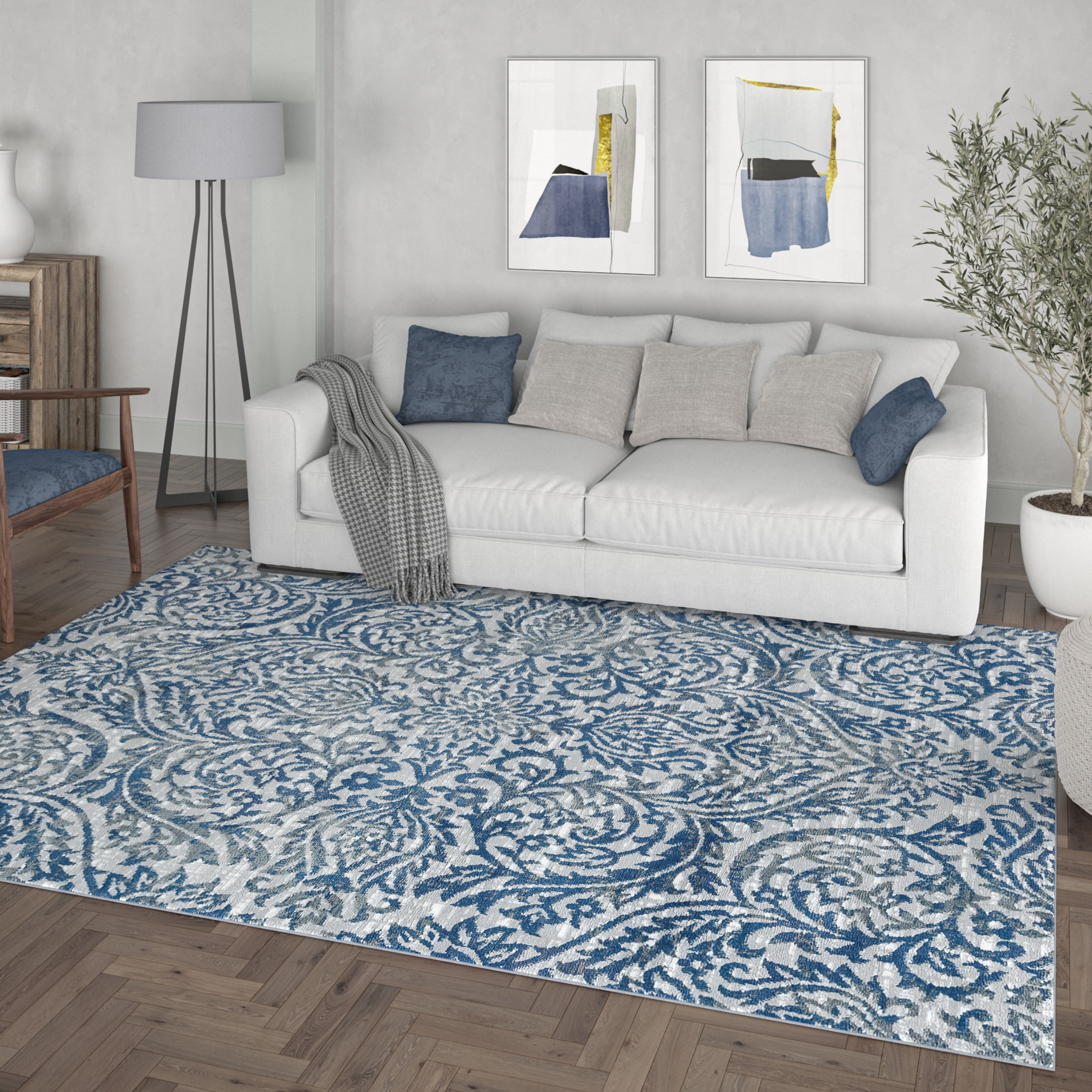 Madison Traditional 9' x 12' Dark Gray Polypropylene Indoor Area Rug