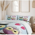 thumbnail image 6 of Ambesonne Owl Duvet Cover Set, Cartoon Married Couple Fun, 2-Calking, Purple Blue Pink, 6 of 7