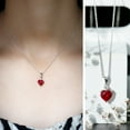 thumbnail image 3 of Lab Grown Ruby 8mm Heart Necklace with Moissanite (AAAA Quality), 14K White Gold, 3 of 7