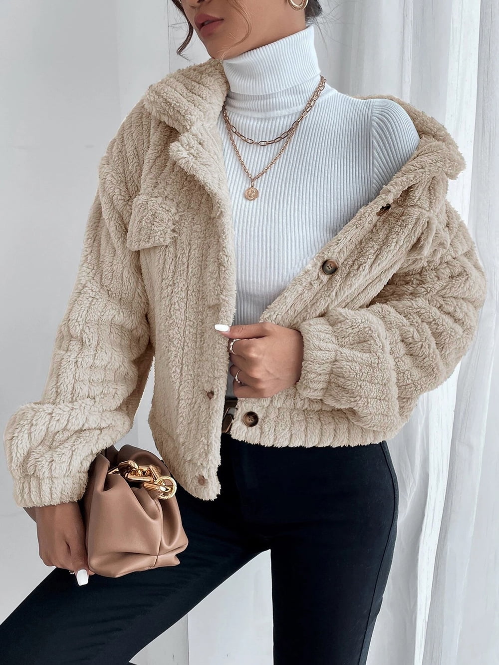 Teddy cropped jacket deals