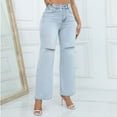 thumbnail image 5 of Tdoqot Baggy Jeans for Women Casual High Rise Ripped Wide Leg Womens Denim Pants Sky Blue Size 8, 5 of 7