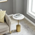 thumbnail image 5 of Danya B. Fritz Midcentury Modern Pedestal Side Accent Table with Gold Metal Base and Genuine White Marble Stone Tabletop, 5 of 11