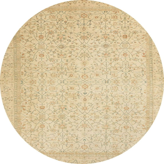 Ahgly Company Indoor Round Abstract Brown Gold Oriental Area Rugs, 6' Round