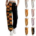 thumbnail image 4 of YDFCWXW Womens Halloween Pajamas Pants Ladies Pumpkins Ghost Pajama Cute Soft Long Bottoms Women Sweatpants Light Yellow, XL, 4 of 7