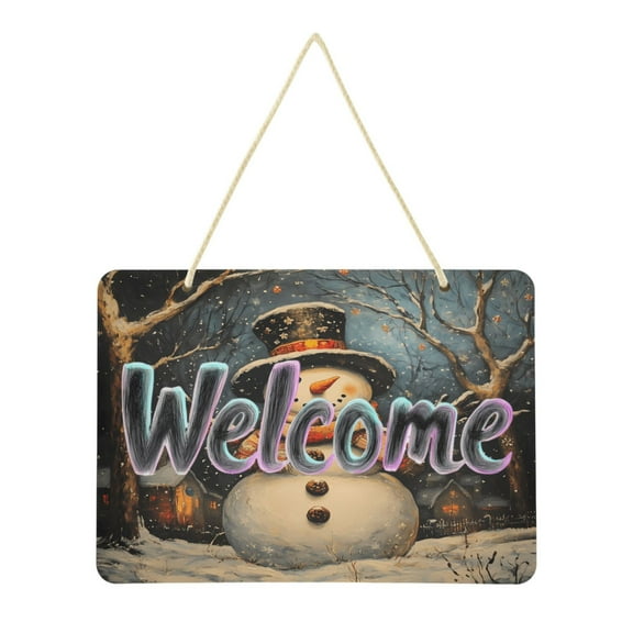 Welcome Sign for Front Door Farmhouse Wall Porch Fall Home Outside Indoor Christmas Decor 14"x10" PVC Winter Snowman