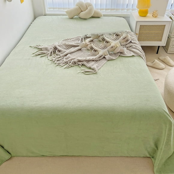 Queen Sheets, Elegants Comfort Soft Velvet Flannel Sheet Set Quality Cozy Warm Antis Statics Non Pilling Fuzzy Velvet Flannel Fleece Sheet Set, Green