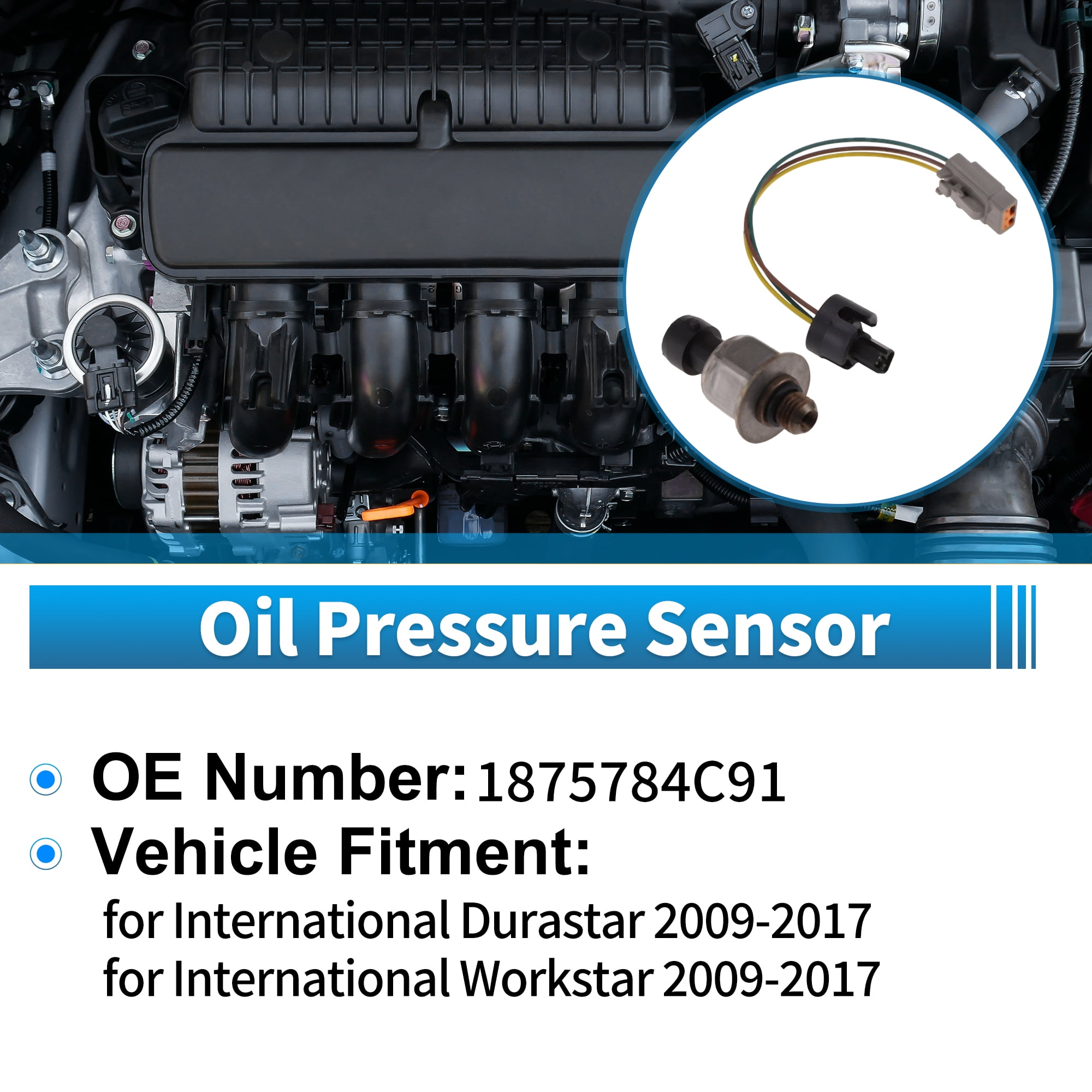 Unique Bargains 1 pcs No.1875784C91 Engine Oil Pressure Sensor for International Durastar 2009-2017