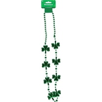 Shamrock Clover Green Mardi Gras Bead Necklace St Patrick's Day