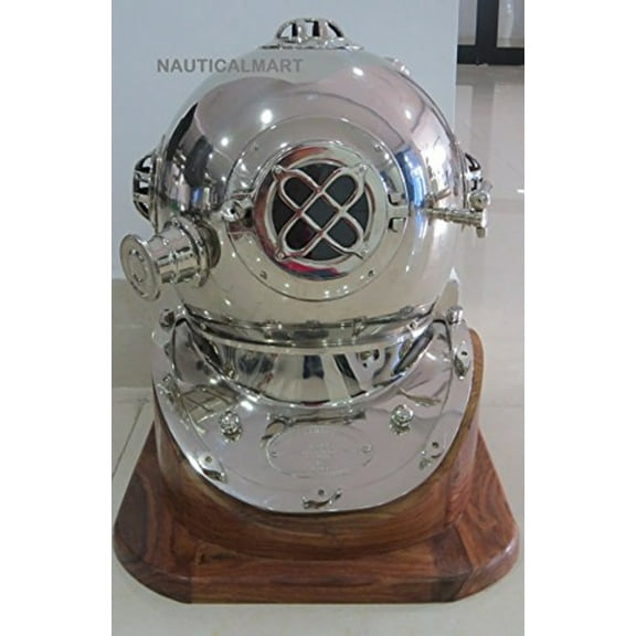 NauticalMart Divers Helmet Maritime Mark V Deep Diving Helmet in Chrome