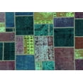 thumbnail image 1 of Ahgly Company Machine Washable Indoor Rectangle Patchwork Turquoise Blue Transitional Area Rugs, 7' x 9', 1 of 4