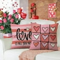 thumbnail image 4 of Hello Valentines Day Decorative Throw Pillow Covers 20 x 20 Set of 4, Peach Pink Love Hearts Arrow Plaid Stripes Outdoor Pillowcase, Anniversary Wedding Sofa Couch Cushion Case Home Decor, 4 of 5