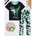 thumbnail image 2 of QEFJNO 3-12Y Kid Boys Dinosaur Pajamas Little Big Boys Sleepwear Short Sleeves and Pants 2 Pieces Summer Pjs Set, 2 of 15