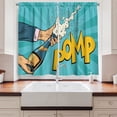 thumbnail image 2 of Ambesonne New Year Kitchen Curtains, Pomp Champagne Pop Art, 55"x45", Turquoise and Multicolor, 2 of 3