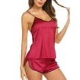 thumbnail image 4 of LilyLLL Womens Summer Solid Color Pajamas Set Cami Top Shorts Sleepwear, 4 of 5