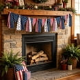 thumbnail image 5 of Lypsnake 4th of July Patriotic Fabric Ribbon Banner, Red White Blue Star Stripe Printed Cloth Triangle Tassel Strung Garland,Decor for 250th Anniversary Memorial Day Fireplace Porch Wall Party Layout, 5 of 7