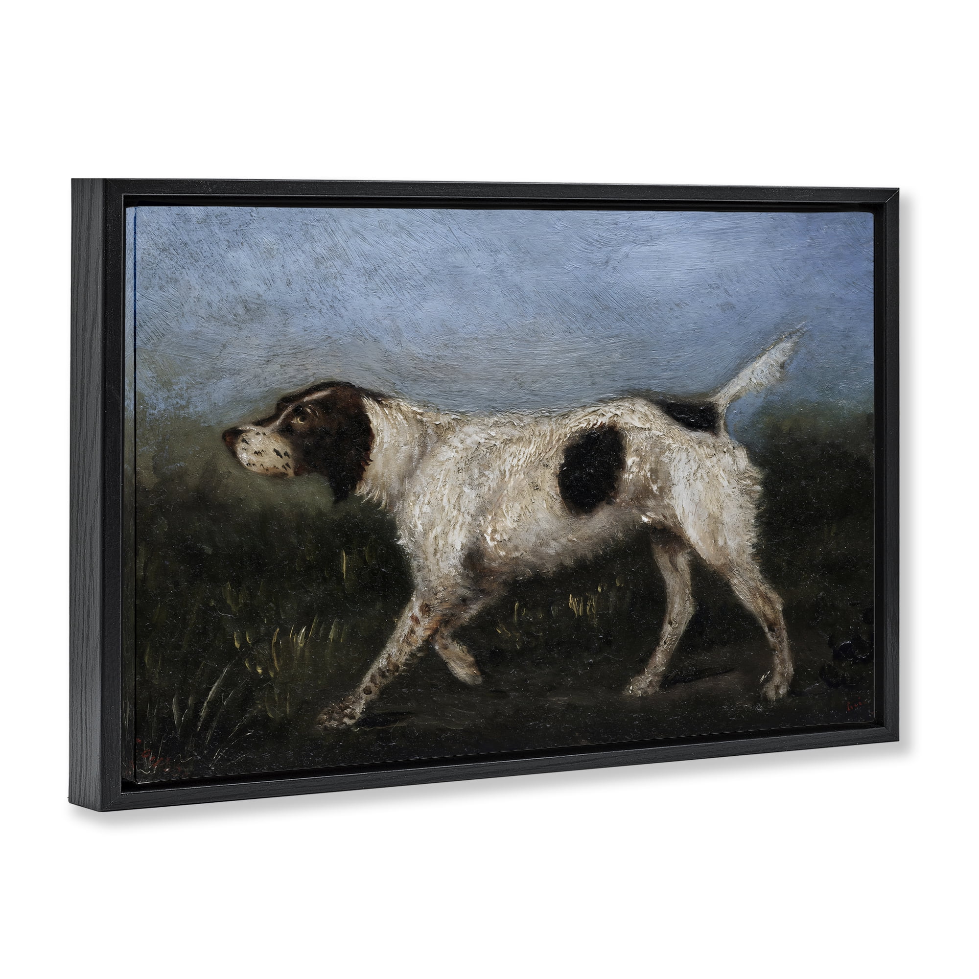 Stupell Industries Alert Hunting Dog in Field Black Framed Floater Canvas Wall Art, design by Arlington Prints