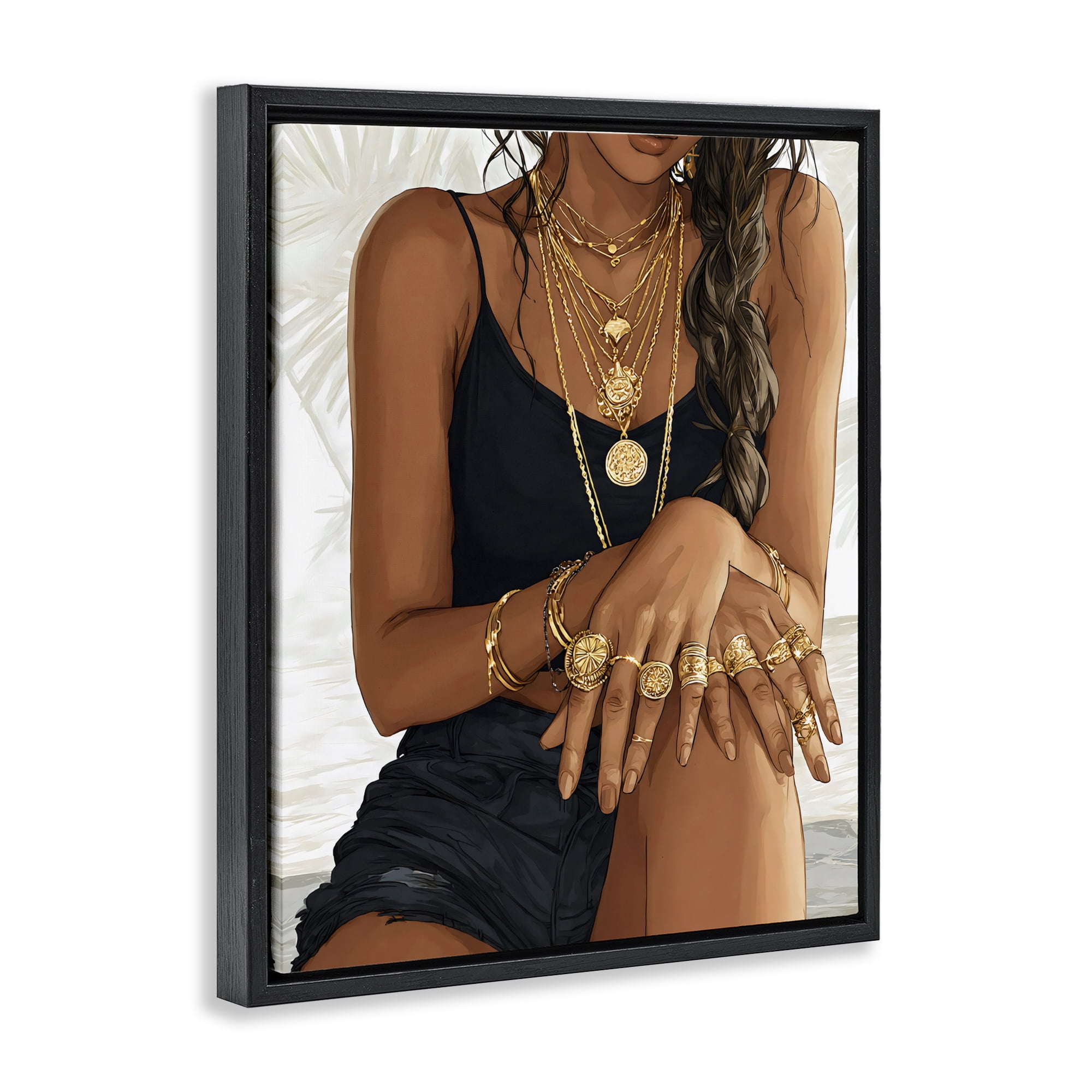Stupell Industries All The Bling Adornments Black Framed Floater Canvas Wall Art, design by Franklyn Gregory