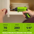 thumbnail image 3 of Greenworks Cordless 8V Power Screwdriver with 1/4" Hex Quick Connect and 5 Speed Clutch, SD306A1, 3 of 18