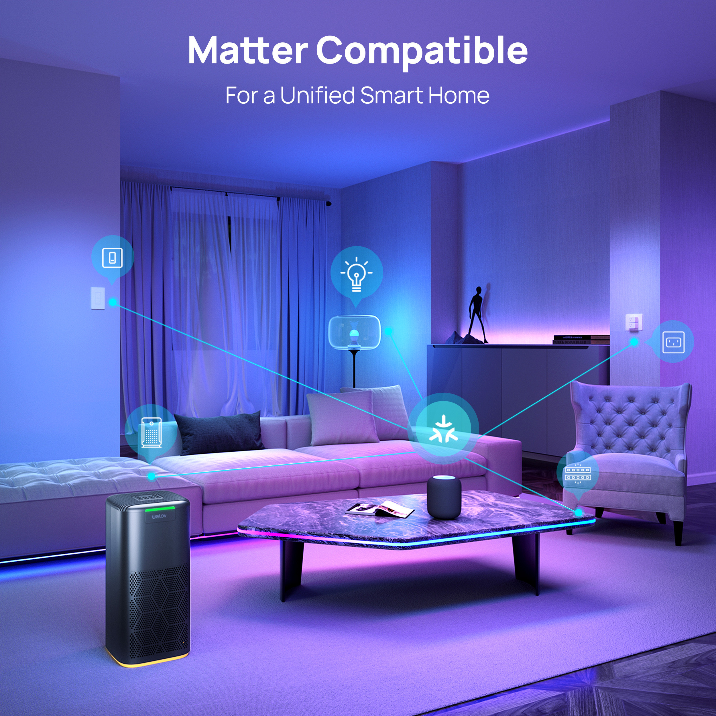 Linkind Matter Smart Light Bulb A19 9W Multicolor LED photo 5