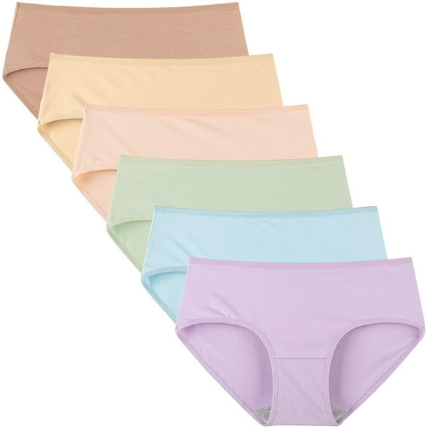 INNERSY Womens Underwear Packs Cotton Hipster Panties Mid/Low Rise 6-Pack  (M, Bright)