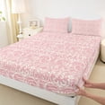 thumbnail image 3 of jejeloiu Victorian Baroque Damask Bed Sheets,Boho Bohemian Floral King Sheets,Pink Vintage Flowers Sheet Set For Girls Kids,Super Cozy Room Decor,4pcs, 3 of 7