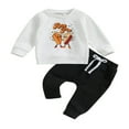 thumbnail image 1 of Baby Boys Pants Set  Long Sleeve Crew Neck Letters Pie Print Sweatshirt with Elastic Waist Sweatpants Infant Clothes, 1 of 7