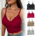 thumbnail image 4 of KDDYLITQ Women Lace Bralette V Neck Padded Adjustable Spaghetti Strap Camisole Bra Slim Y2K Wrap Crop Tank Cami Tops Undershirt Black Large, 4 of 9