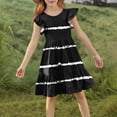thumbnail image 4 of Eltusu Girls Dresses, Sleeveless Crewneck Casual Striped Summer Clothes Black Size 9-10 T, 4 of 7