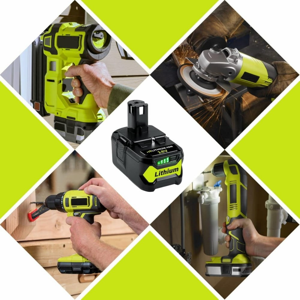 5.0Ah Repacement for Ryobi 18V Battery with P117B Charger Compatible with Ryobi Battery 18V P102 P103 P104 P105 P107 P108 P109 Battery & Charger Kit With USB Port