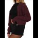 thumbnail image 2 of Cárdigan Holgado de Cuello Redondo, Larga, con Cremallera Frontal, para Mujer, Moderno Suéter de Punto con Cremallera, Abrigos de Otoño. Vino Tinto M, 2 of 7