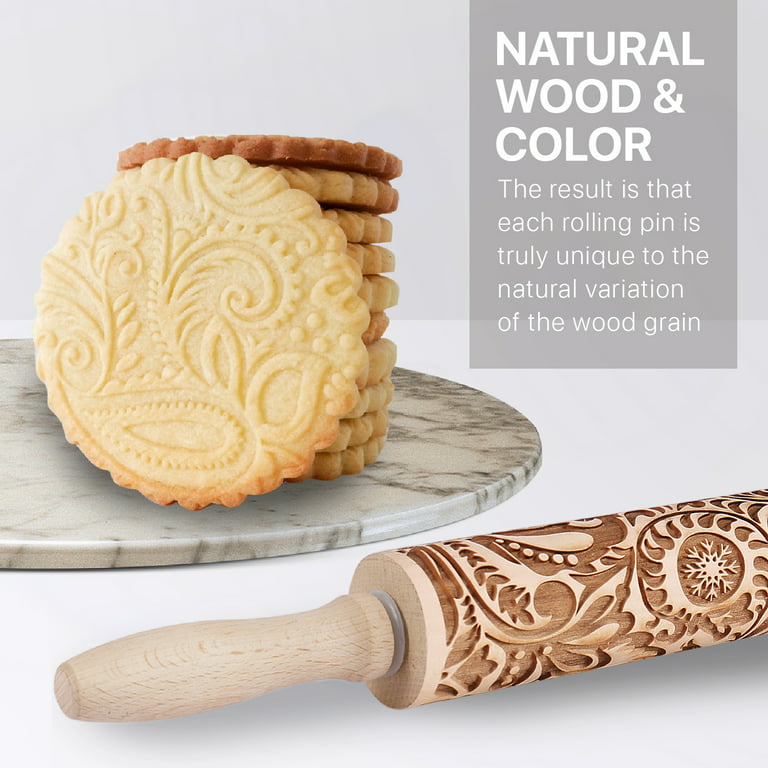 Engraved rolling pin, embossed rolling pin, with flower - Shop