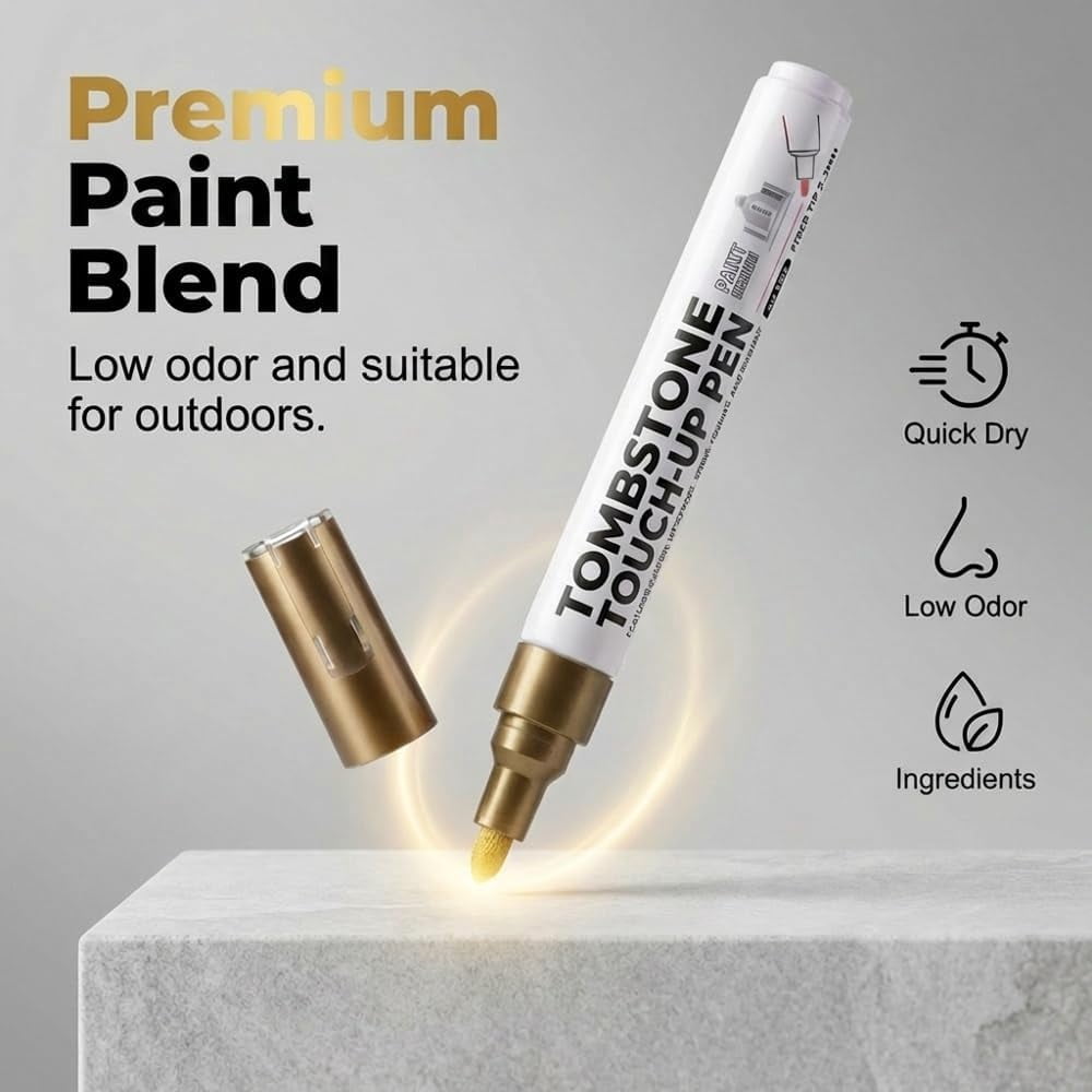 Tombstone Marker Pen For Restoring Faded Grave Inscriptions,4 Pack Waterproof Permanent Oil Based Paint Marker Pens- Metallic, Quick Drying Marker for Metal, Rock, Wood, Plastic, Glass, Rubber