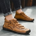 thumbnail image 6 of Leozcaa Mens Casual Leather Shoes Ankle Boots Slip On Lightweight Loafers Mid top Walking Driving Shoes, 6 of 8