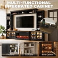 thumbnail image 4 of BaPiPro 98" Farmhouse TV Stand with Fireplace, Bookshelf, Entertainment Center for 75" TVs with Storage, Large Wall Unit Media Console for Living Room, Black, 4 of 8