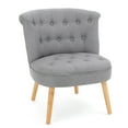 thumbnail image 3 of Accent Chair, Living Room Accent Chair, Tufted Upholstered Arm Chair with Wood Legs, Mid-century Modern Single Sofa, Gray, 3 of 8