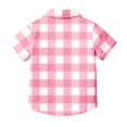 thumbnail image 6 of Spazoro Toddler Boys Plaid Shirts, Short Sleeve Button Down with Pocket Turndown Collar School Uniform Shirt Pink Size 6 T, 6 of 7