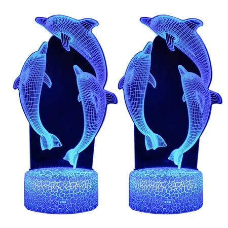 

3 D Living Room Night Light Dolphin Bedroom Moon Lamp 3D LED Battery for Rechargeable Decor Lighting Gift USB