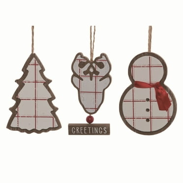 Transpac Wood Multicolor Christmas Ticking Stripe Ornaments Set of 3