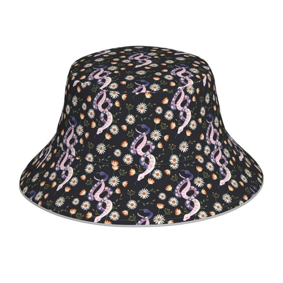 Xecao Snake And Floral1 Print Men and Women Night Reflective Hat Runner Cap Visor Bucket Hat Boonie Cap