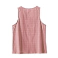 thumbnail image 5 of Stripe Tank Top for Women Crew Neck Sleeveless Loose Fit Button up Casual Tee Shirts Summer Fashion Tunic Tops Blouse Red, 5 of 7