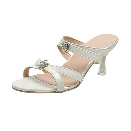 

Summer Saving Clearance! Kukoosong Heels for Women Summer Shoes Fashion Slippers Sandals High Heels Sandals Outwear Womens Sandals White 42