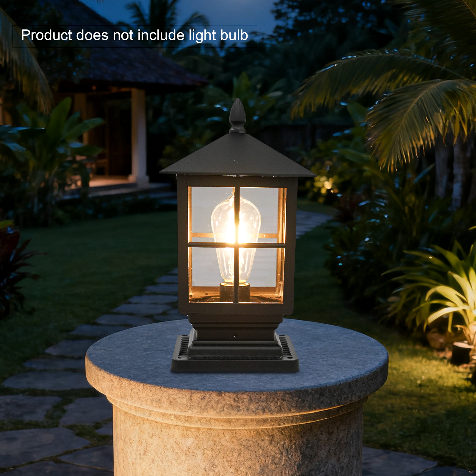 Peakora Retro Style Post Light Aluminum Alloy Post Light, Outdoor Post Lantern Landscape Post Lamp for Bedrooms, Cafes, Stores