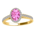 thumbnail image 3 of Mauli Jewels Rings for Women 1.75 Carat Diamond And Oval Shaped Pink Shared-Prong-Setting 10K Yellow Gold, 3 of 6