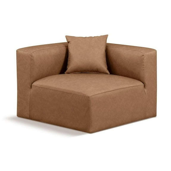 Meridian Furniture Cube Brown Vegan Leather Corner Chair